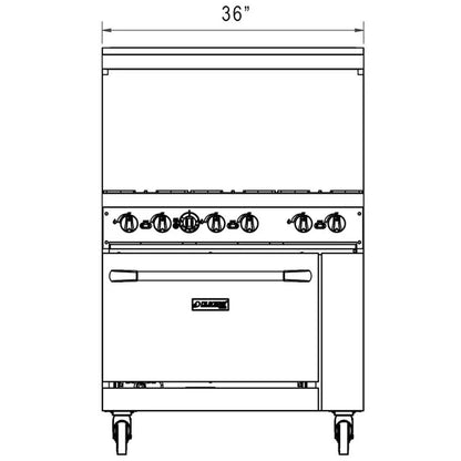 Dukers DCR36-6B 36" Gas Range with Six (6) Open Burners