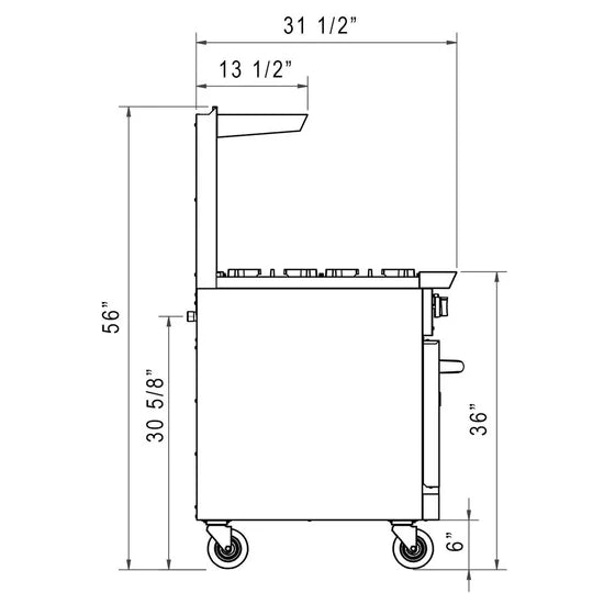 Dukers DCR36-6B 36" Gas Range with Six (6) Open Burners