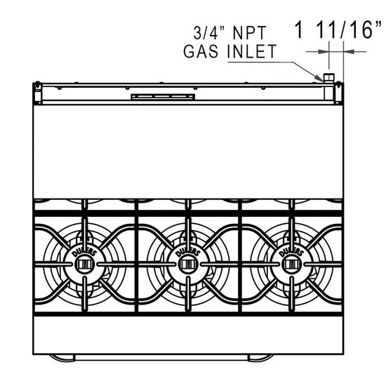 Dukers DCR36-6B 36" Gas Range with Six (6) Open Burners