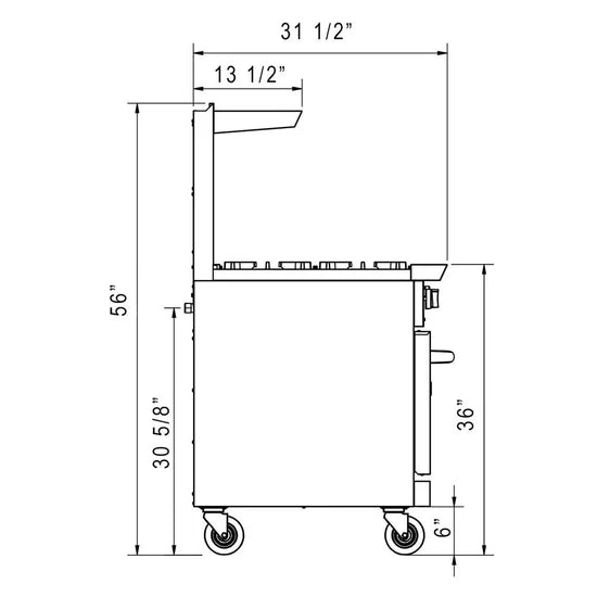 Dukers DCR60-10B 60" Gas Range with Ten (10) Open Burners