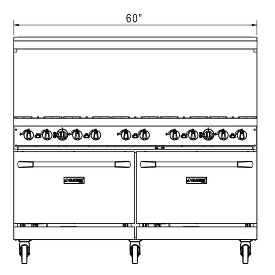 Dukers DCR60-10B 60" Gas Range with Ten (10) Open Burners