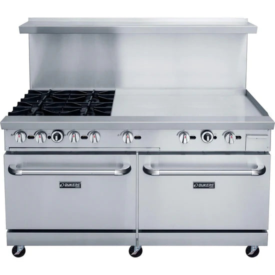 Dukers DCR60-4B36GM 60" Gas Range with Four (4) Open Burners & 36" Griddle