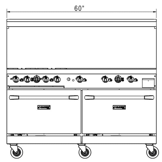 Dukers DCR60-4B36GM 60" Gas Range with Four (4) Open Burners & 36" Griddle