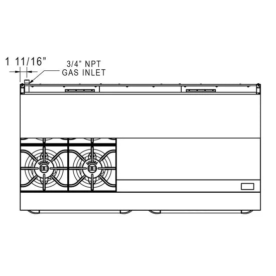 Dukers DCR60-4B36GM 60" Gas Range with Four (4) Open Burners & 36" Griddle
