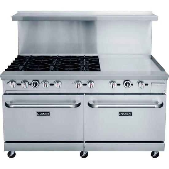 Dukers DCR60-6B24GM 60" Gas Range with Six (6) Open Burners & 24" Griddle