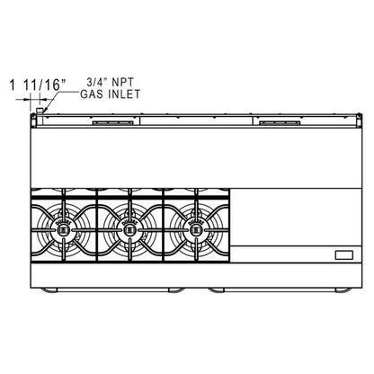 Dukers DCR60-6B24GM 60" Gas Range with Six (6) Open Burners & 24" Griddle