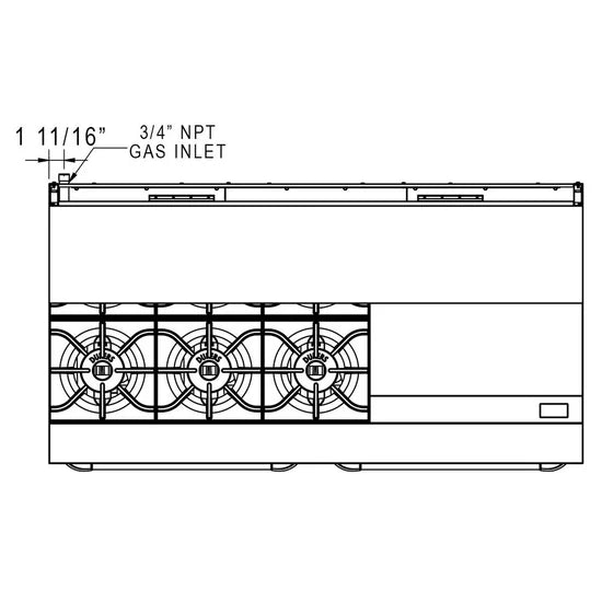 Dukers DCR60-6B24GM 60" Gas Range with Six (6) Open Burners & 24" Griddle