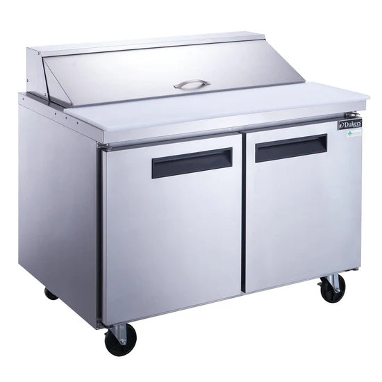Dukers DSP48-12-S2 2-Door Commercial Food Prep Table Refrigerator in Stainless Steel