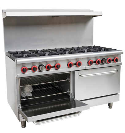 Saba Corpusa GR-60 Heavy-Duty Gas Range with Oven, 10 Burners, 362,000 BTU Commercial Cooktop