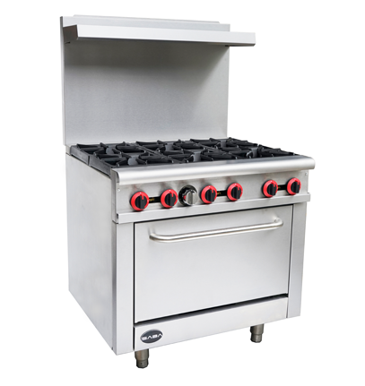 Saba Corpusa GR-36 Heavy-Duty Gas Range with Oven, 6 Burners, 211,000 BTU Commercial Cooktop