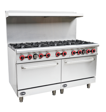 Saba Corpusa GR-60 Heavy-Duty Gas Range with Oven, 10 Burners, 362,000 BTU Commercial Cooktop