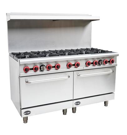 Saba Corpusa GR-60 Heavy-Duty Gas Range with Oven, 10 Burners, 362,000 BTU Commercial Cooktop