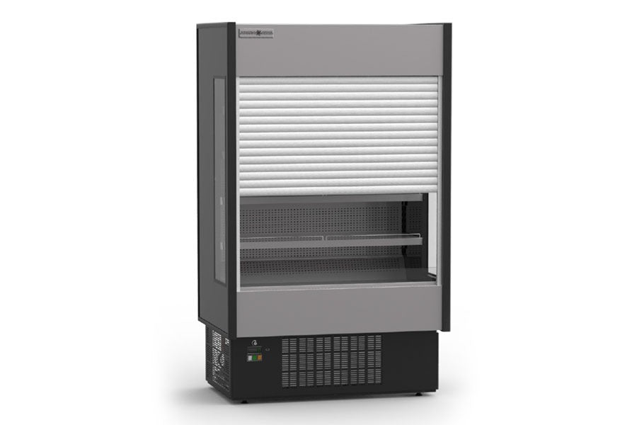 Hydra-Kool KGH-ES-100-S Grab-N-Go Open Merchandiser with Electric Shutter – 96.6"W, 4 Adjustable Shelves, LED Lighting