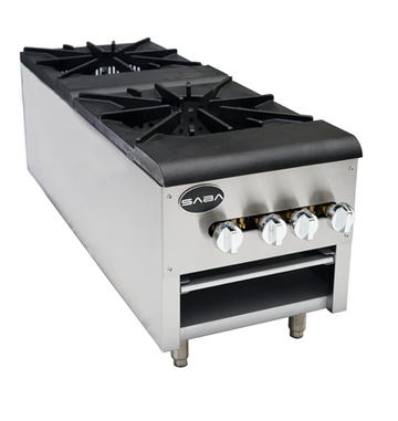 Saba Corpusa SP-2 Heavy-Duty Double Burner Gas Stockpot Range, 220,000 BTU Commercial Cooktop